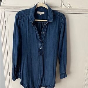 LOFT Dark Blue Denim Blouse
